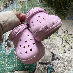 Pink Sherpa lined Crocs